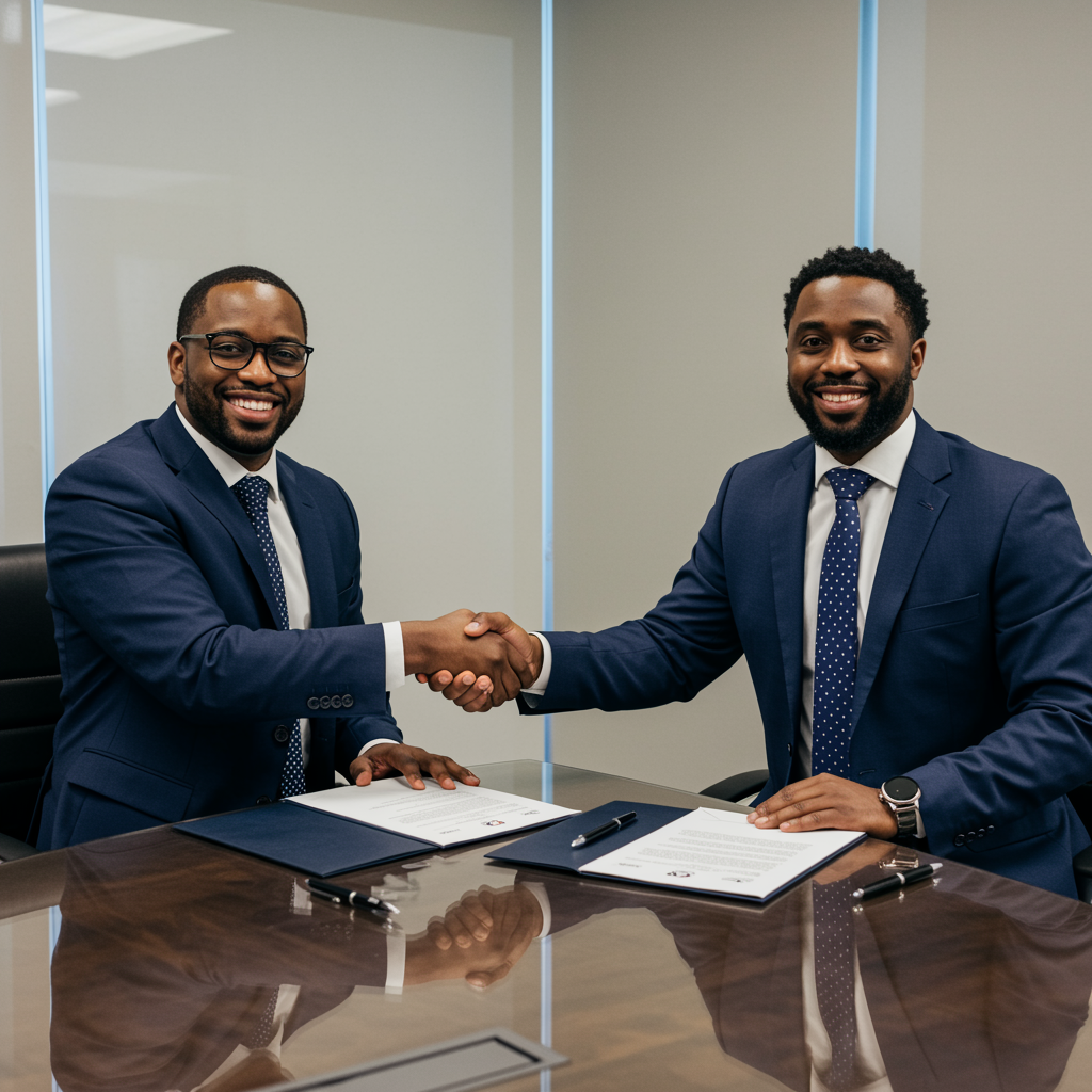 Freepik Two Black Professionals Shaking Hands Over A Signe 99831